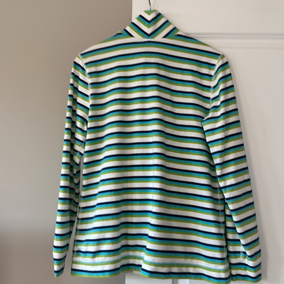 Tommy Bahama Striped Aruba Full-Zip Sweatshirt /Jacket w Pockets Green Aqua Navy - Picture 8 of 10